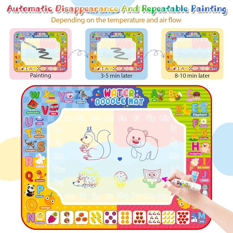[New Deal] Water Doodle Mat 32 X 24 Inches Kids Water Painting Doodle Drawing Mat Toy Writing Free Coloring Extra Large Magic Educational Toys for Boys Girls Age 3 4 5 6 7 8 Year Old Christmas Birthday Present