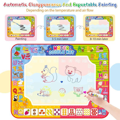 [New Deal] Water Doodle Mat 32 X 24 Inches Kids Water Painting Doodle Drawing Mat Toy Writing Free Coloring Extra Large Magic Educational Toys for Boys Girls Age 3 4 5 6 7 8 Year Old Christmas Birthday Present