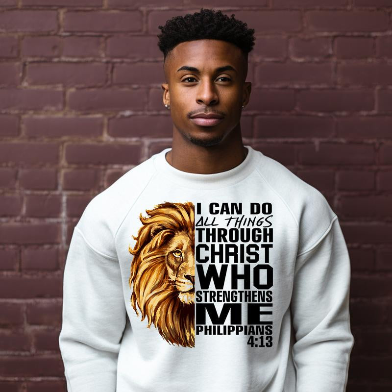 5-Pack or 10-Pack Lionhead Philippians 4:13 and Lionhead Proverbs 28:1 Mixed DTF Heat Transfer for T-Shirt DIY Printing