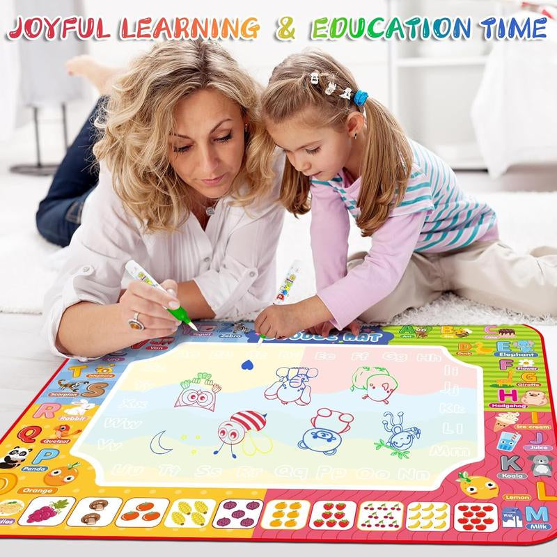 [New Deal] Water Doodle Mat 32 X 24 Inches Kids Water Painting Doodle Drawing Mat Toy Writing Free Coloring Extra Large Magic Educational Toys for Boys Girls Age 3 4 5 6 7 8 Year Old Christmas Birthday Present