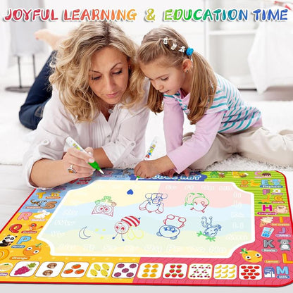 [New Deal] Water Doodle Mat 32 X 24 Inches Kids Water Painting Doodle Drawing Mat Toy Writing Free Coloring Extra Large Magic Educational Toys for Boys Girls Age 3 4 5 6 7 8 Year Old Christmas Birthday Present