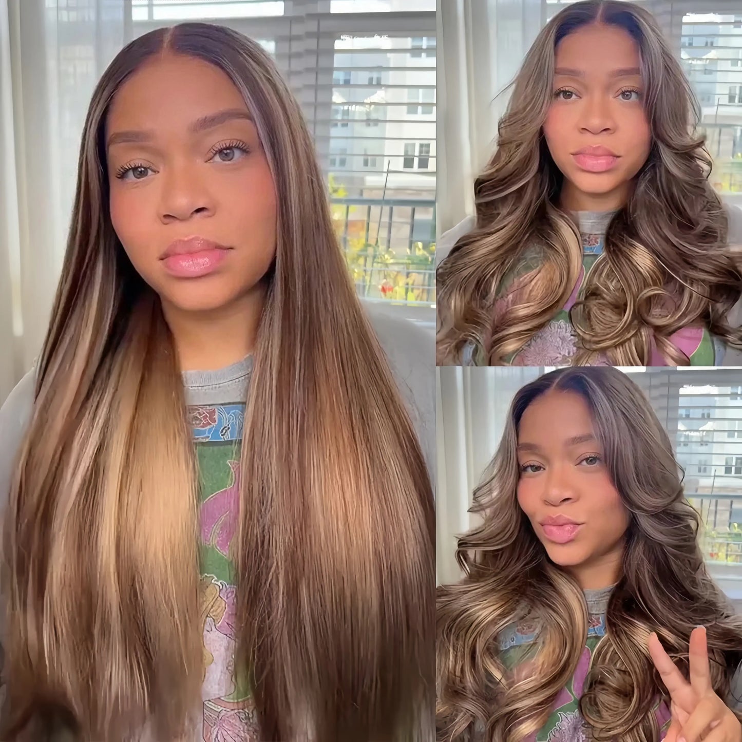 Tinashe Honey Blonde Highlight 6X5 Glueless HD Lace Closure Wig Pre-Cut HD Lace Pre-Bleached Knots Pre-Everything Lace Closure Wig