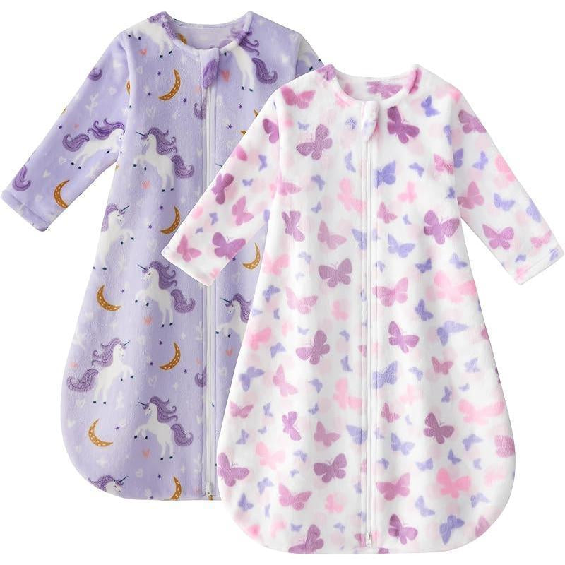 Yoofoss Baby Sleep Sack 0-24 Months, Long Sleeve Sleep Sack 1.5 Tog, Fleece Baby Wearable Blanket with 2-Way Zipper, Soft Warm