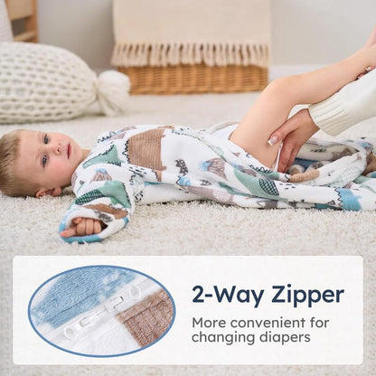 Yoofoss Baby Sleep Sack 0-24 Months, Long Sleeve Sleep Sack 1.5 Tog, Fleece Baby Wearable Blanket with 2-Way Zipper, Soft Warm