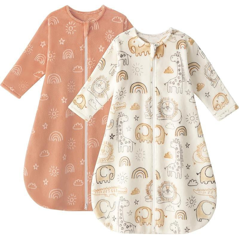 Yoofoss Baby Sleep Sack 0-24 Months, Long Sleeve Sleep Sack 1.5 Tog, Fleece Baby Wearable Blanket with 2-Way Zipper, Soft Warm
