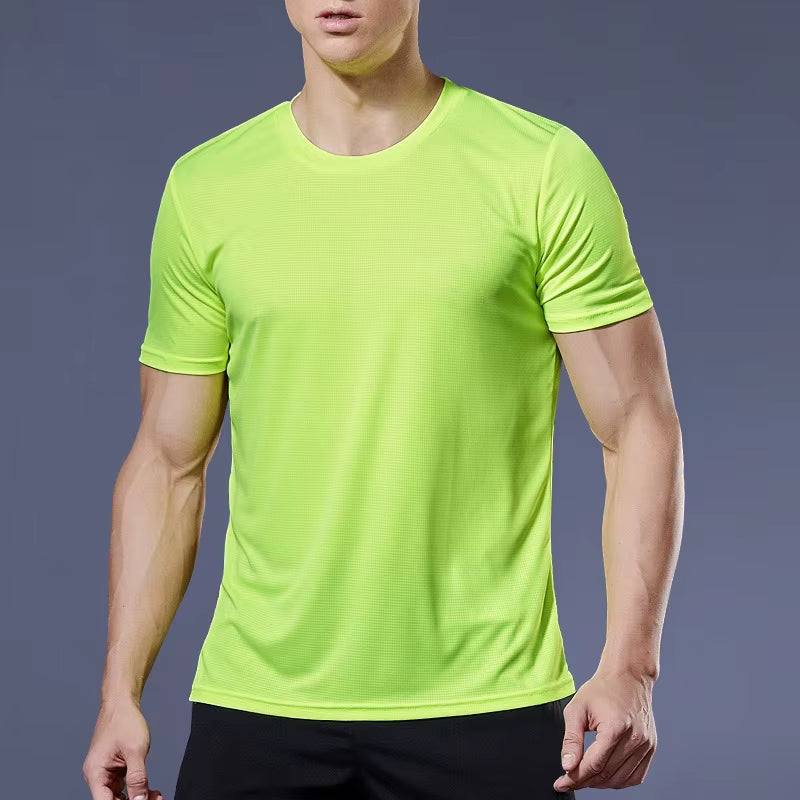Running Moisture Wicking round Neck T-Shirt Training Exercise Gym Sport Shirt Tops Lightweight Men'S Quick Dry Short Sleeve Gym
