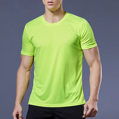 Running Moisture Wicking round Neck T-Shirt Training Exercise Gym Sport Shirt Tops Lightweight Men'S Quick Dry Short Sleeve Gym