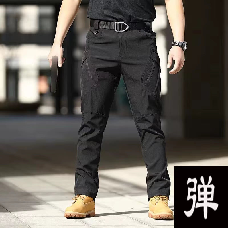 Men'S Spring Autumn City Cargo Elastic Pants Trekking Hiking Camping Climbing Running Sports Cycling Work Outdoor Trousers