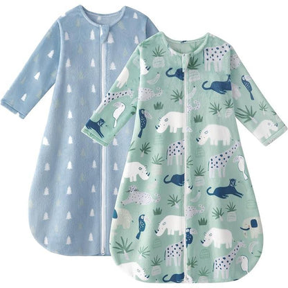 Yoofoss Baby Sleep Sack 0-24 Months, Long Sleeve Sleep Sack 1.5 Tog, Fleece Baby Wearable Blanket with 2-Way Zipper, Soft Warm