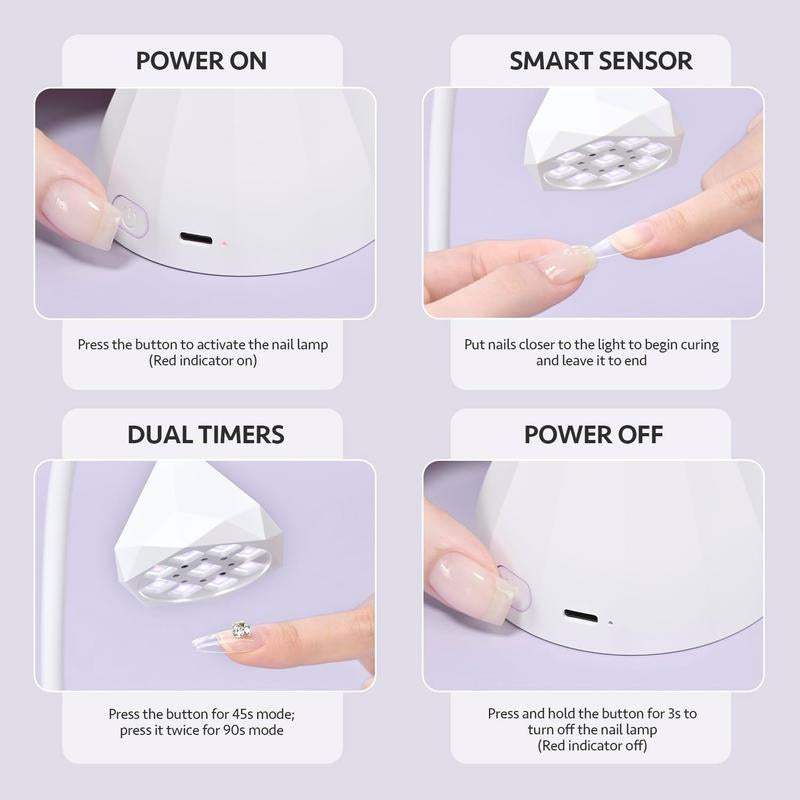 GAOY Omin-Cure Nail Lamp, Rechargeable UV Light for Gel Nail Polish, USB Nail Dryer for Acrylic Nail Extension Fast Curing Manicure