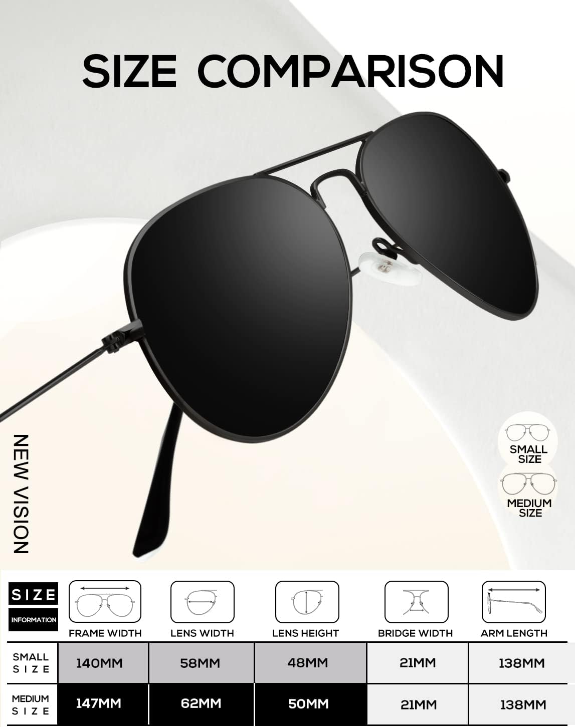 Classic Aviator Sunglasses for Men Women Driving Sun Glasses Polarized Lens UV Blocking