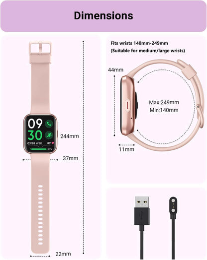 Smart Watch for Women Android & Iphone, Alexa Built-In, 1.8" Touch Screen Fitness Tracker with Answer/Make Calls, IP68 Waterproof Heart Rate/Sleep/Spo2 Monitor, Pedometer, 100+ Sport Modes