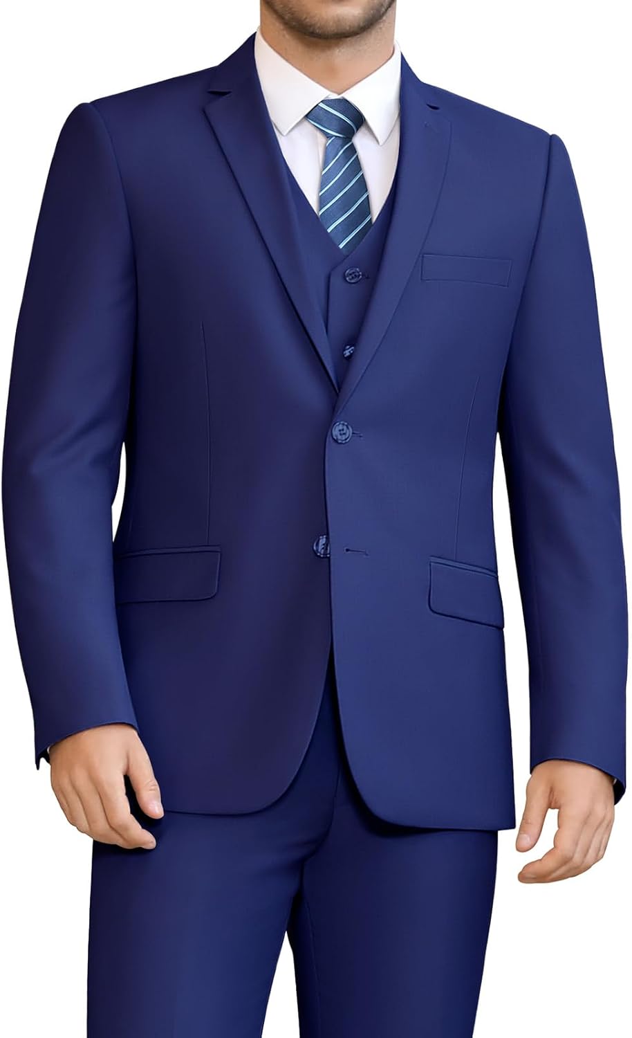 Men'S Suits Slim Fit, 3 Piece Suits for Men, 2 Buttons Solid Jacket Vest Pants, Tuxedo Set for Business, Wedding