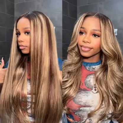 Tinashe Honey Blonde Highlight 6X5 Glueless HD Lace Closure Wig Pre-Cut HD Lace Pre-Bleached Knots Pre-Everything Lace Closure Wig