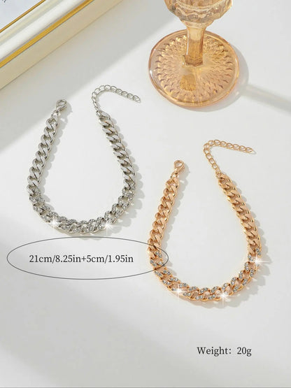 Women'S Elegant Cuban Chain Design Anklet, Fashionable Anklet for Women, Trendy Versatile & Exquisite Jewelry for Birthday Gift, Trendy Jewellery Accessories, Elegant Accessory, Foot Jewelry