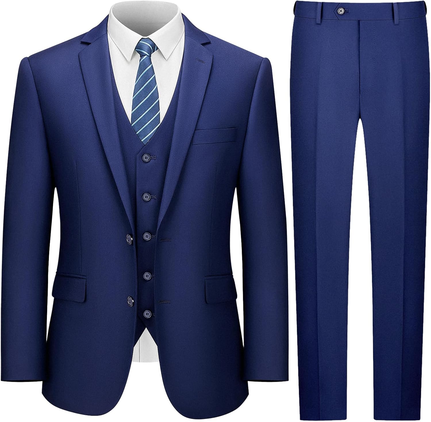 Men'S Suits Slim Fit, 3 Piece Suits for Men, 2 Buttons Solid Jacket Vest Pants, Tuxedo Set for Business, Wedding