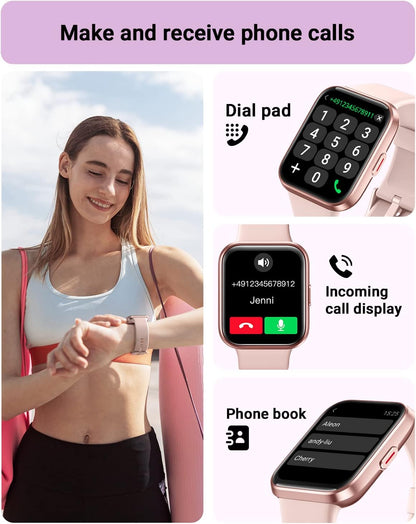 Smart Watch for Women Android & Iphone, Alexa Built-In, 1.8" Touch Screen Fitness Tracker with Answer/Make Calls, IP68 Waterproof Heart Rate/Sleep/Spo2 Monitor, Pedometer, 100+ Sport Modes