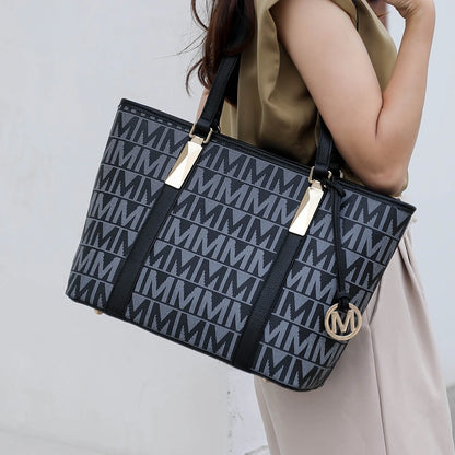 Bolso Tote Pequeño De Cuero Vegano Para Mujer Azul Marino, 4 Piezas