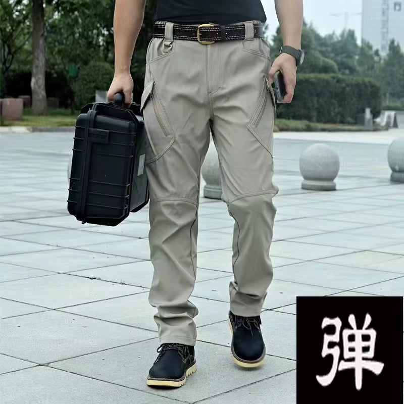Men'S Spring Autumn City Cargo Elastic Pants Trekking Hiking Camping Climbing Running Sports Cycling Work Outdoor Trousers