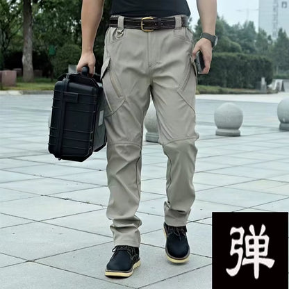 Men'S Spring Autumn City Cargo Elastic Pants Trekking Hiking Camping Climbing Running Sports Cycling Work Outdoor Trousers