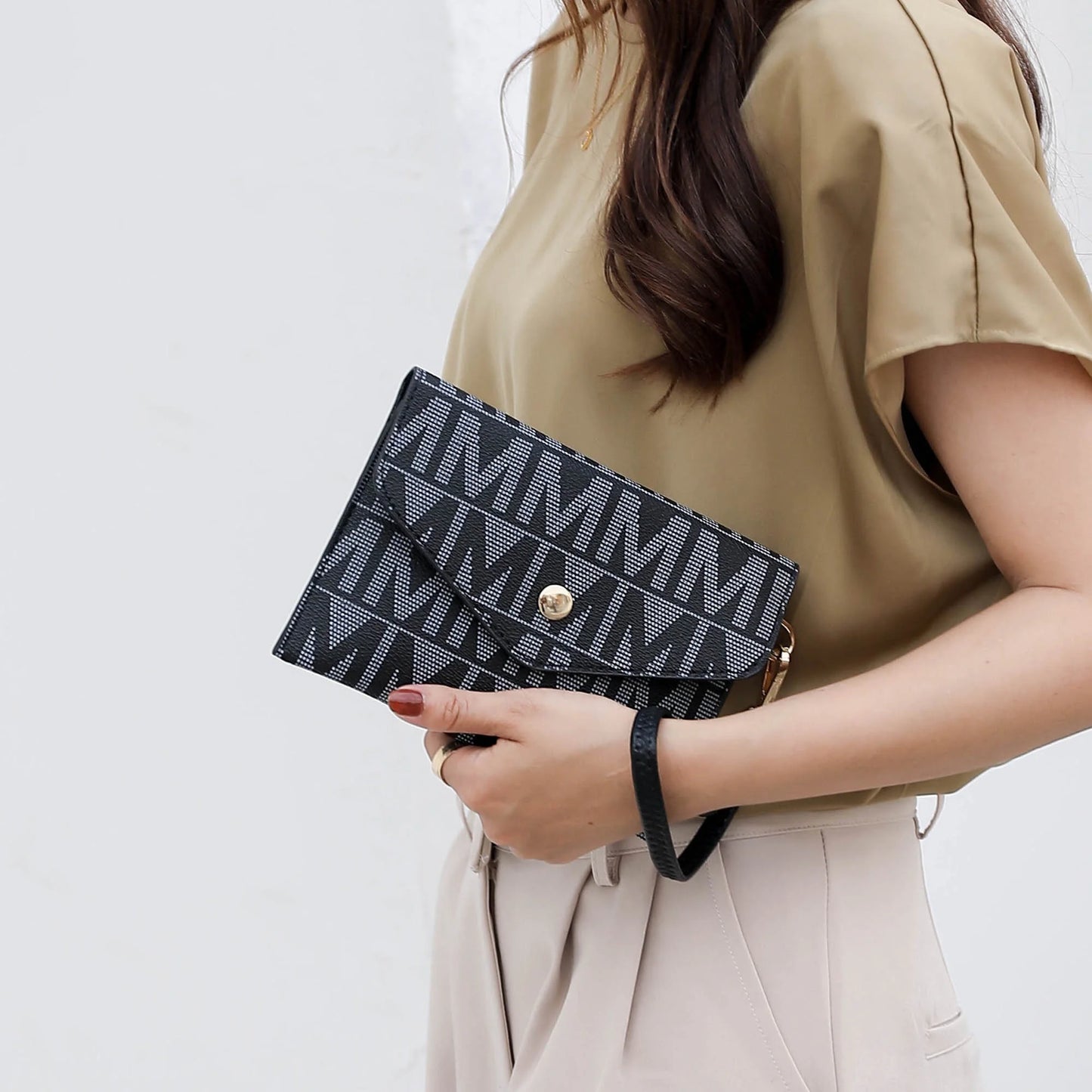 Bolso Tote Pequeño De Cuero Vegano Para Mujer Azul Marino, 4 Piezas
