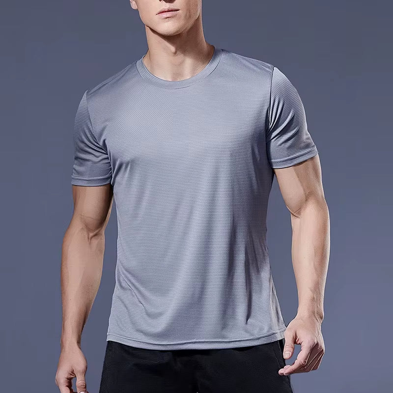 Running Moisture Wicking round Neck T-Shirt Training Exercise Gym Sport Shirt Tops Lightweight Men'S Quick Dry Short Sleeve Gym