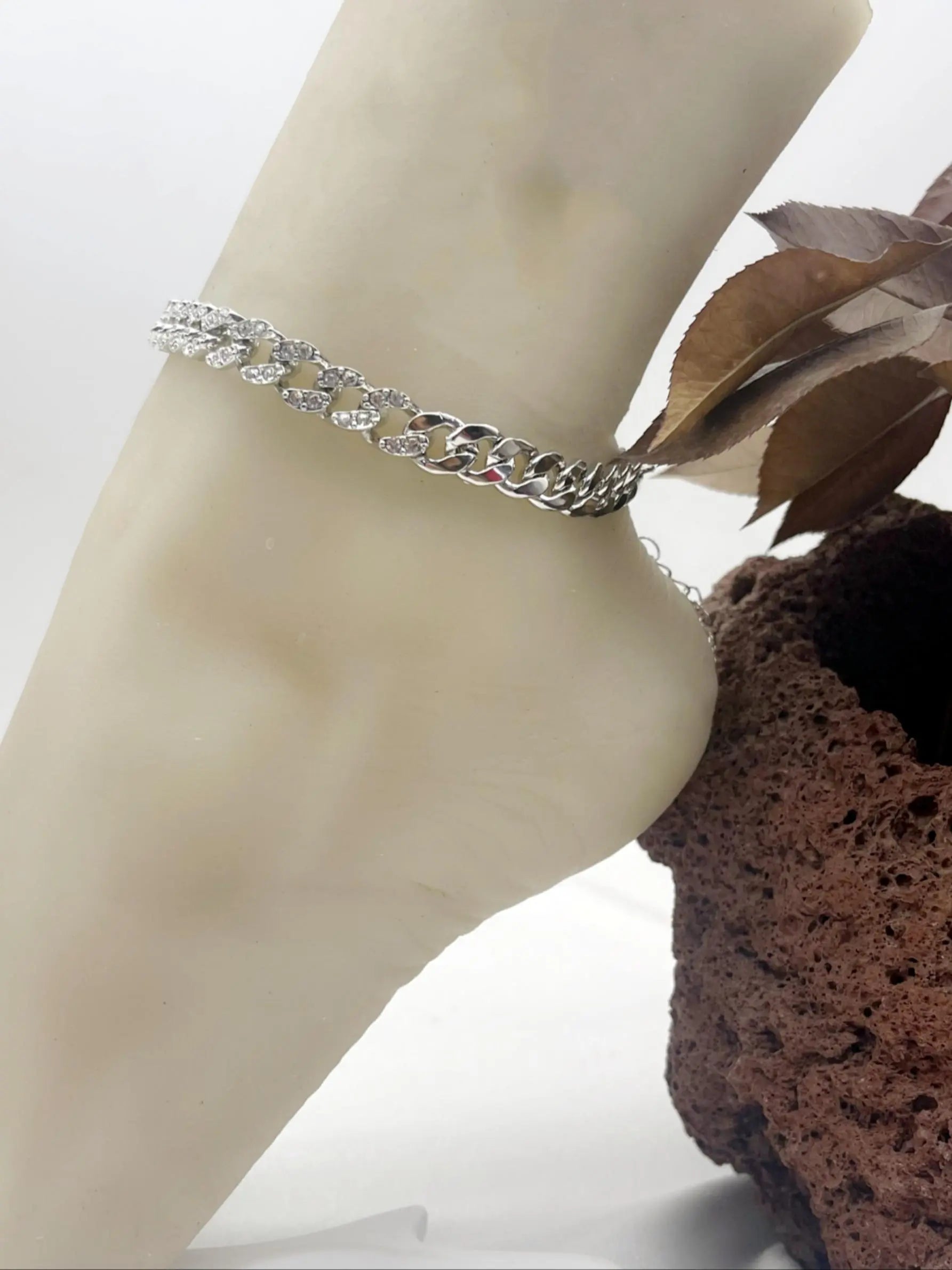 Women'S Elegant Cuban Chain Design Anklet, Fashionable Anklet for Women, Trendy Versatile & Exquisite Jewelry for Birthday Gift, Trendy Jewellery Accessories, Elegant Accessory, Foot Jewelry