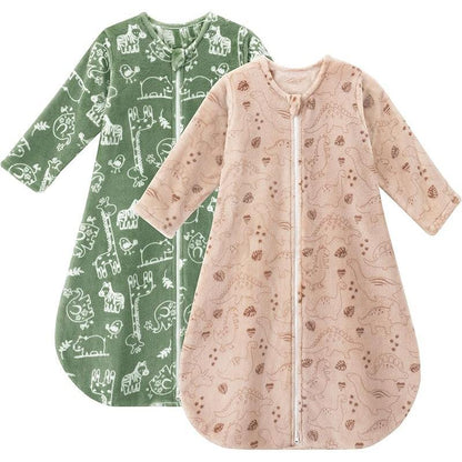 Yoofoss Baby Sleep Sack 0-24 Months, Long Sleeve Sleep Sack 1.5 Tog, Fleece Baby Wearable Blanket with 2-Way Zipper, Soft Warm