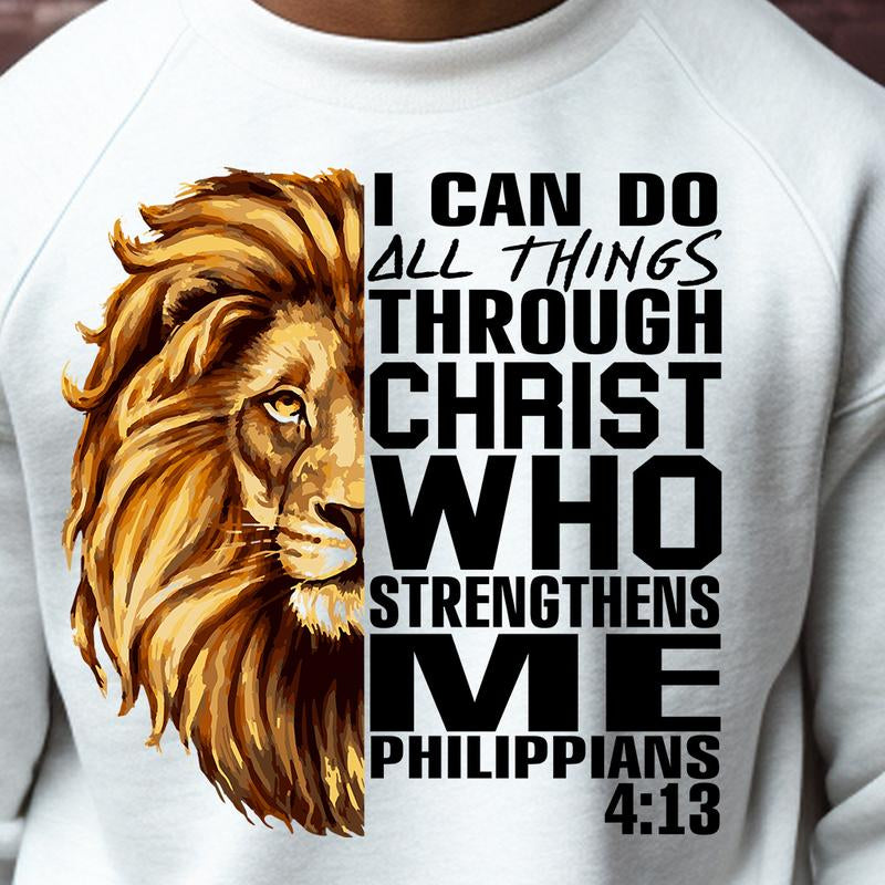 5-Pack or 10-Pack Lionhead Philippians 4:13 and Lionhead Proverbs 28:1 Mixed DTF Heat Transfer for T-Shirt DIY Printing