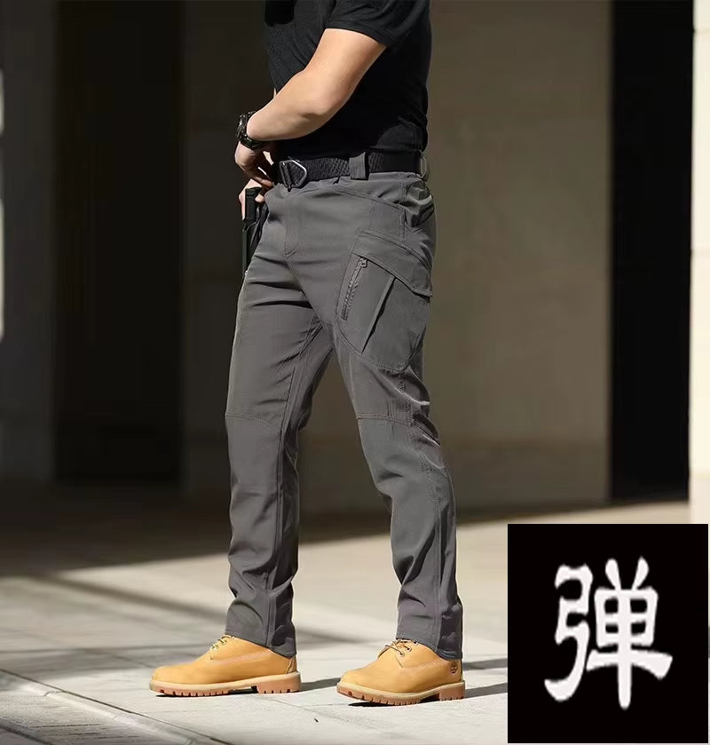 Men'S Spring Autumn City Cargo Elastic Pants Trekking Hiking Camping Climbing Running Sports Cycling Work Outdoor Trousers
