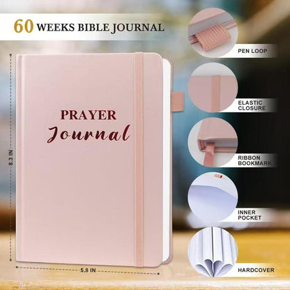 Prayer Journal for Woman - Journal with Prompts, Verse and Scripture - Devotional & Guided Journal for Women and Men, 60 Weeks Study Journal for Christians