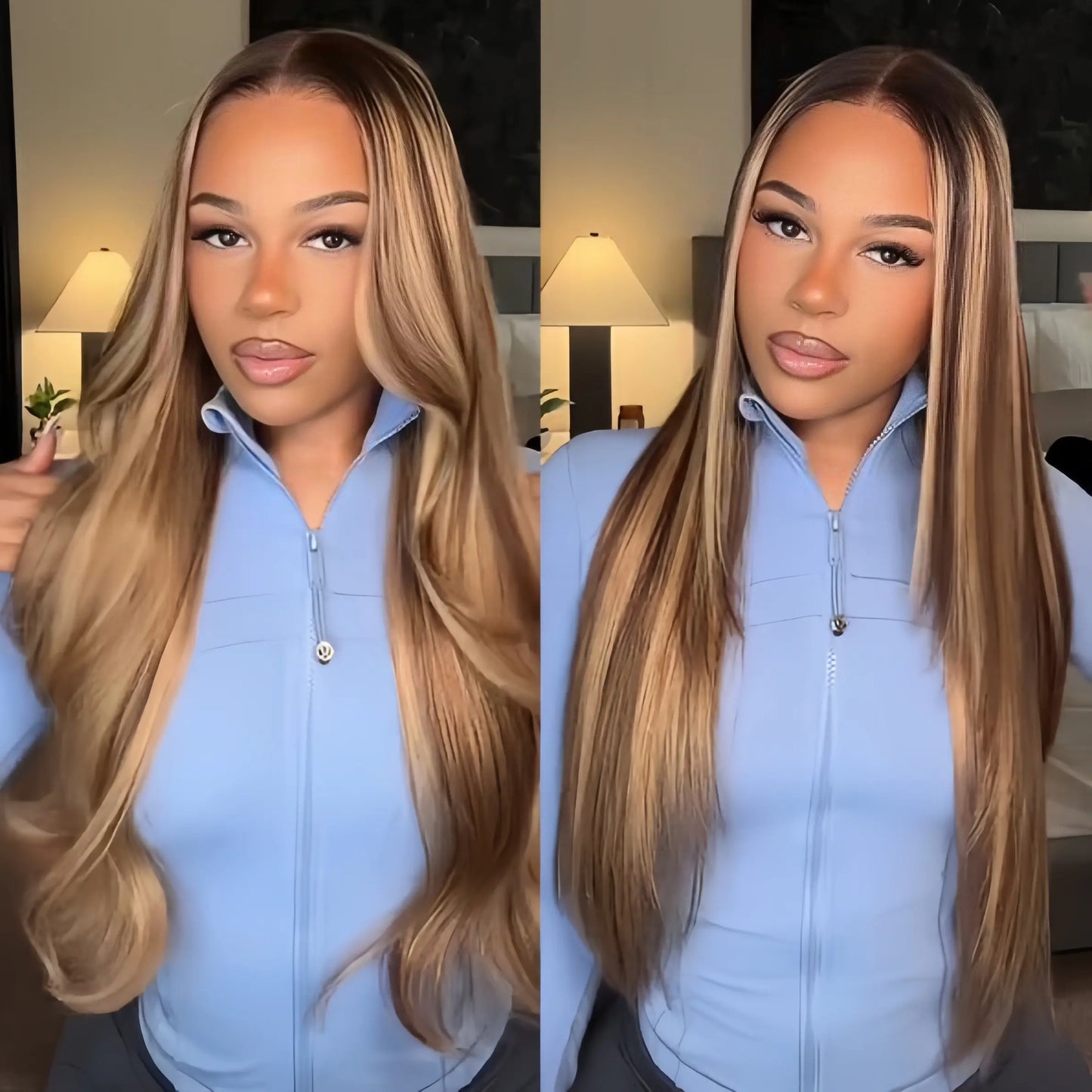 Tinashe Honey Blonde Highlight 6X5 Glueless HD Lace Closure Wig Pre-Cut HD Lace Pre-Bleached Knots Pre-Everything Lace Closure Wig