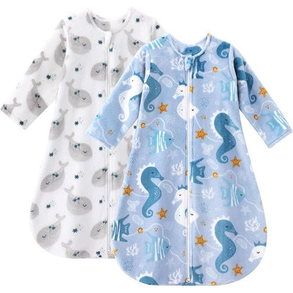 Yoofoss Baby Sleep Sack 0-24 Months, Long Sleeve Sleep Sack 1.5 Tog, Fleece Baby Wearable Blanket with 2-Way Zipper, Soft Warm