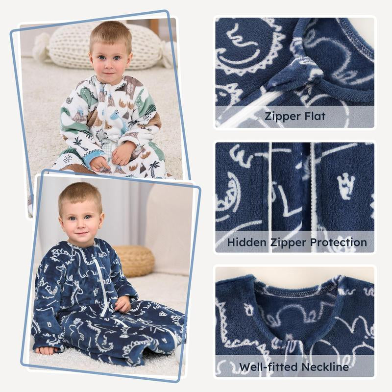 Yoofoss Baby Sleep Sack 0-24 Months, Long Sleeve Sleep Sack 1.5 Tog, Fleece Baby Wearable Blanket with 2-Way Zipper, Soft Warm