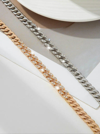 Women'S Elegant Cuban Chain Design Anklet, Fashionable Anklet for Women, Trendy Versatile & Exquisite Jewelry for Birthday Gift, Trendy Jewellery Accessories, Elegant Accessory, Foot Jewelry