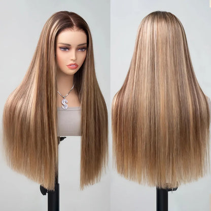 Tinashe Honey Blonde Highlight 6X5 Glueless HD Lace Closure Wig Pre-Cut HD Lace Pre-Bleached Knots Pre-Everything Lace Closure Wig