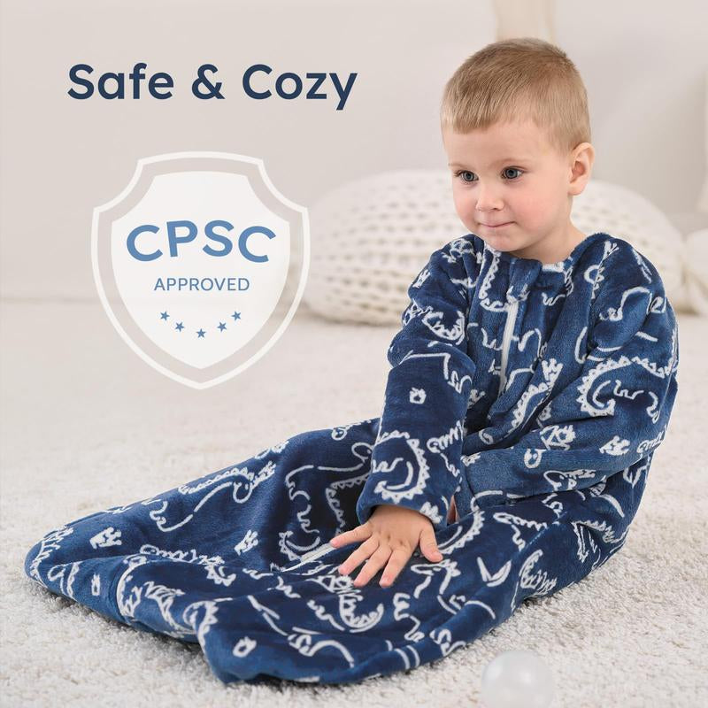 Yoofoss Baby Sleep Sack 0-24 Months, Long Sleeve Sleep Sack 1.5 Tog, Fleece Baby Wearable Blanket with 2-Way Zipper, Soft Warm