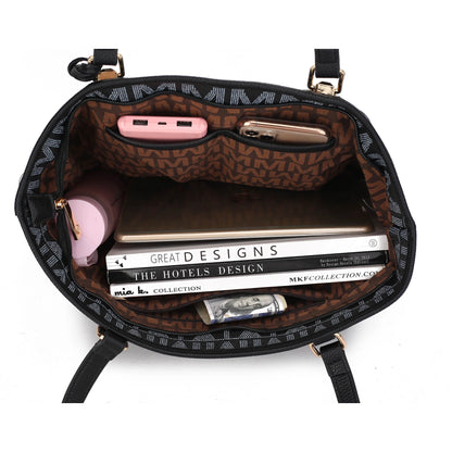 Bolso Tote Pequeño De Cuero Vegano Para Mujer Azul Marino, 4 Piezas