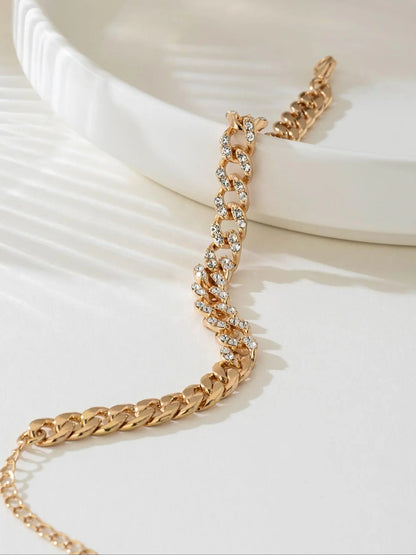 Women'S Elegant Cuban Chain Design Anklet, Fashionable Anklet for Women, Trendy Versatile & Exquisite Jewelry for Birthday Gift, Trendy Jewellery Accessories, Elegant Accessory, Foot Jewelry