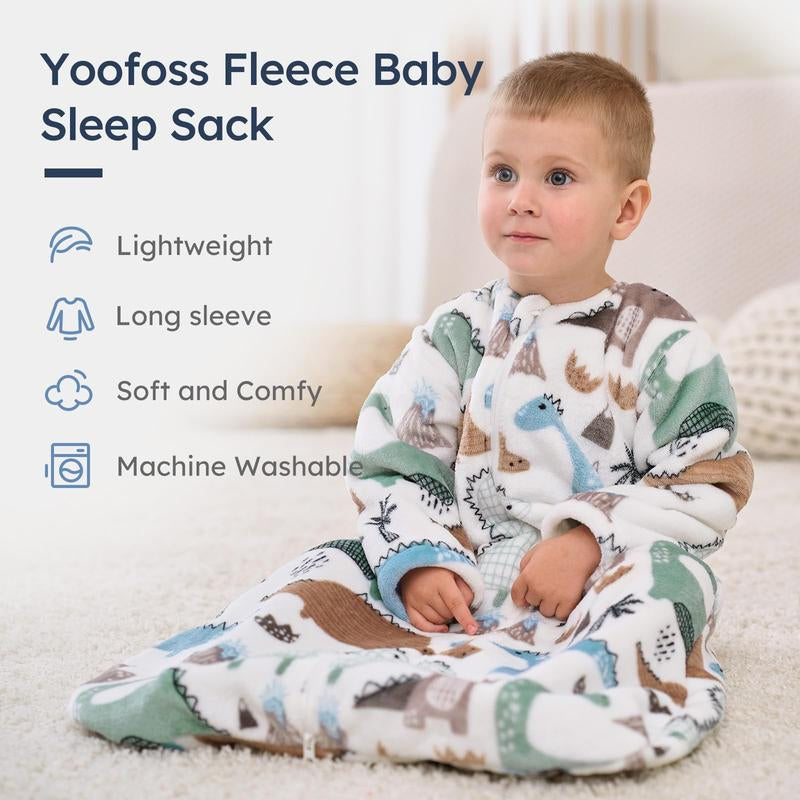Yoofoss Baby Sleep Sack 0-24 Months, Long Sleeve Sleep Sack 1.5 Tog, Fleece Baby Wearable Blanket with 2-Way Zipper, Soft Warm