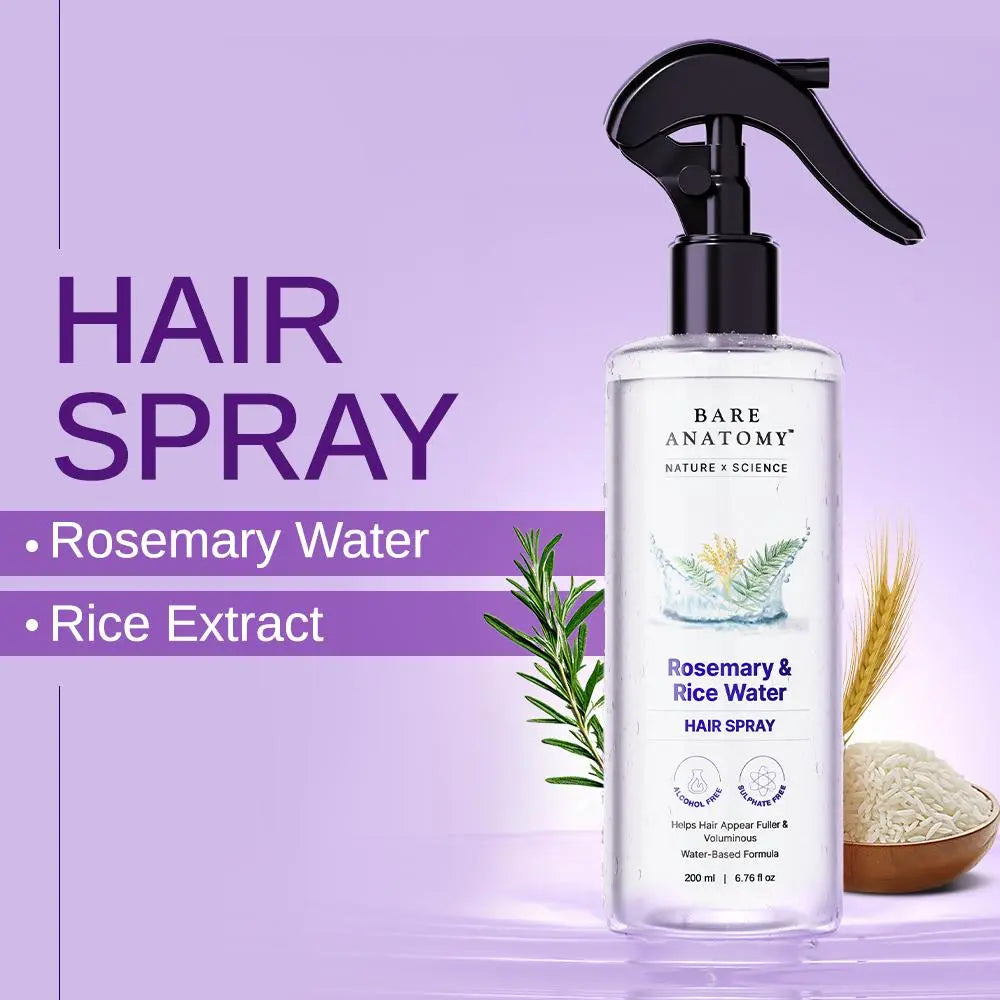 Bare Anatomy Nature X Science Rosemary Water with Rice Water |100% Natural Extract | Soft & Smooth Hair Non-Greasy & Fast Absorbing | 200 Ml